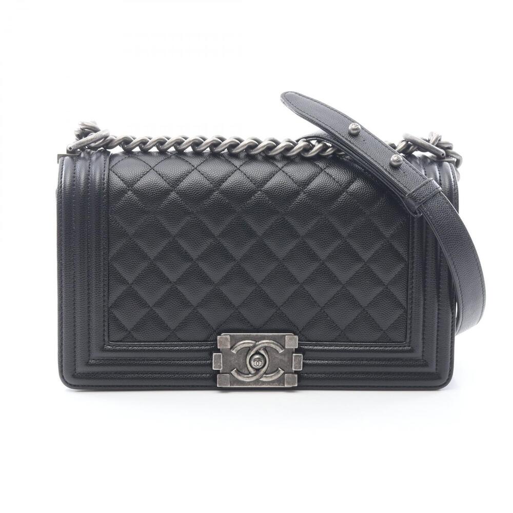Chanel Boy Shoulder Bag Caviar Leather Grained Calfskin Black